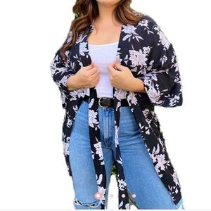 Spiritual Gangster Black Floral Maya Kimono